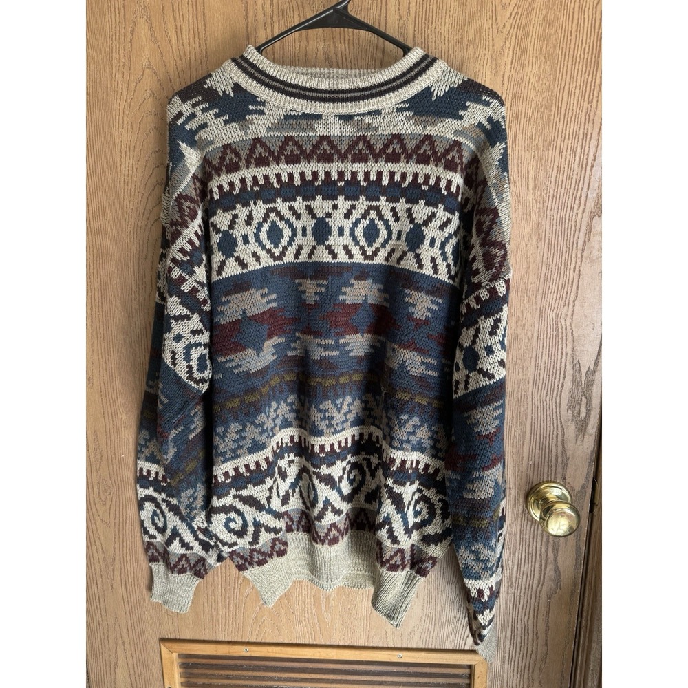 Vintage Sears The Men's Store Large Geometric South Western Grandpa Sweater NWT